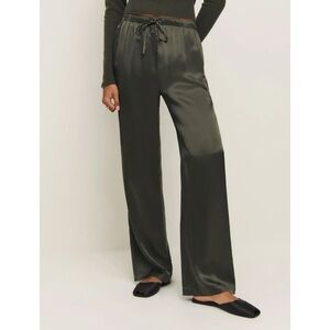 NWT Reformation Olina Silk Pants in Pine Tree Green XL